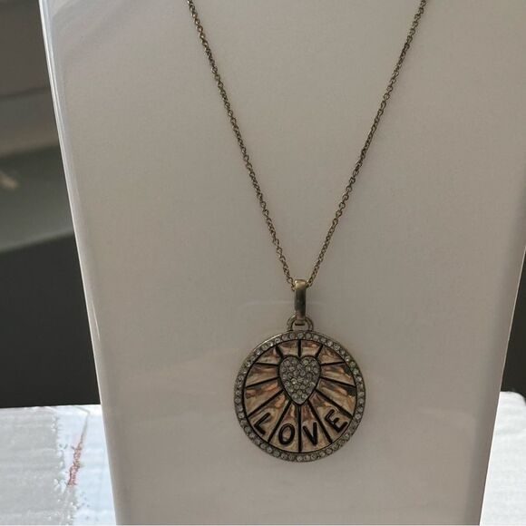 LOVE Rhinestone Medallion Pendant Necklace - Picture 8 of 9